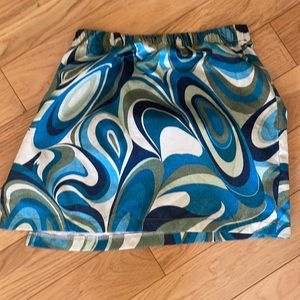 Funky Silky Green and Blue Mini-Skirt